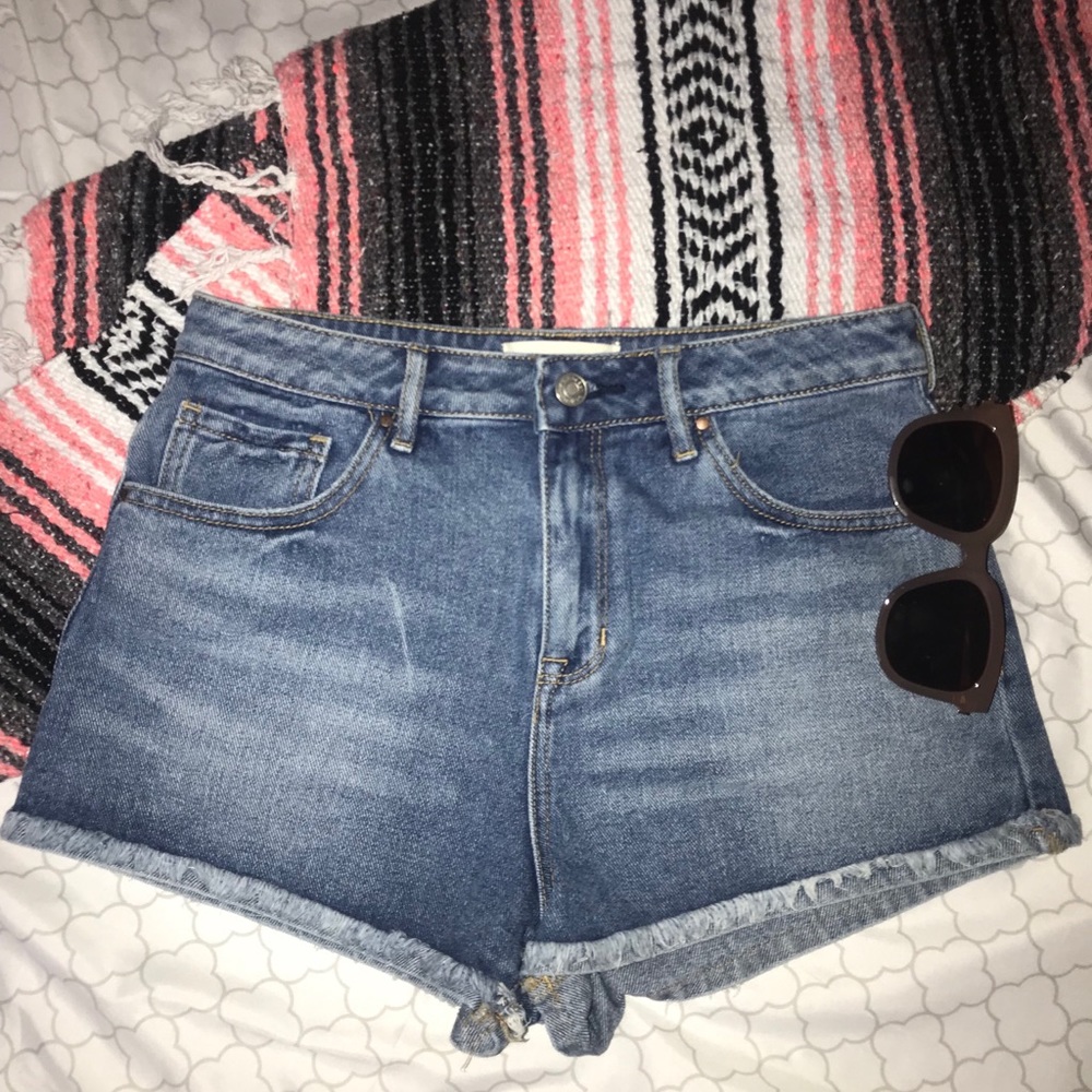 High waisted jean shorts